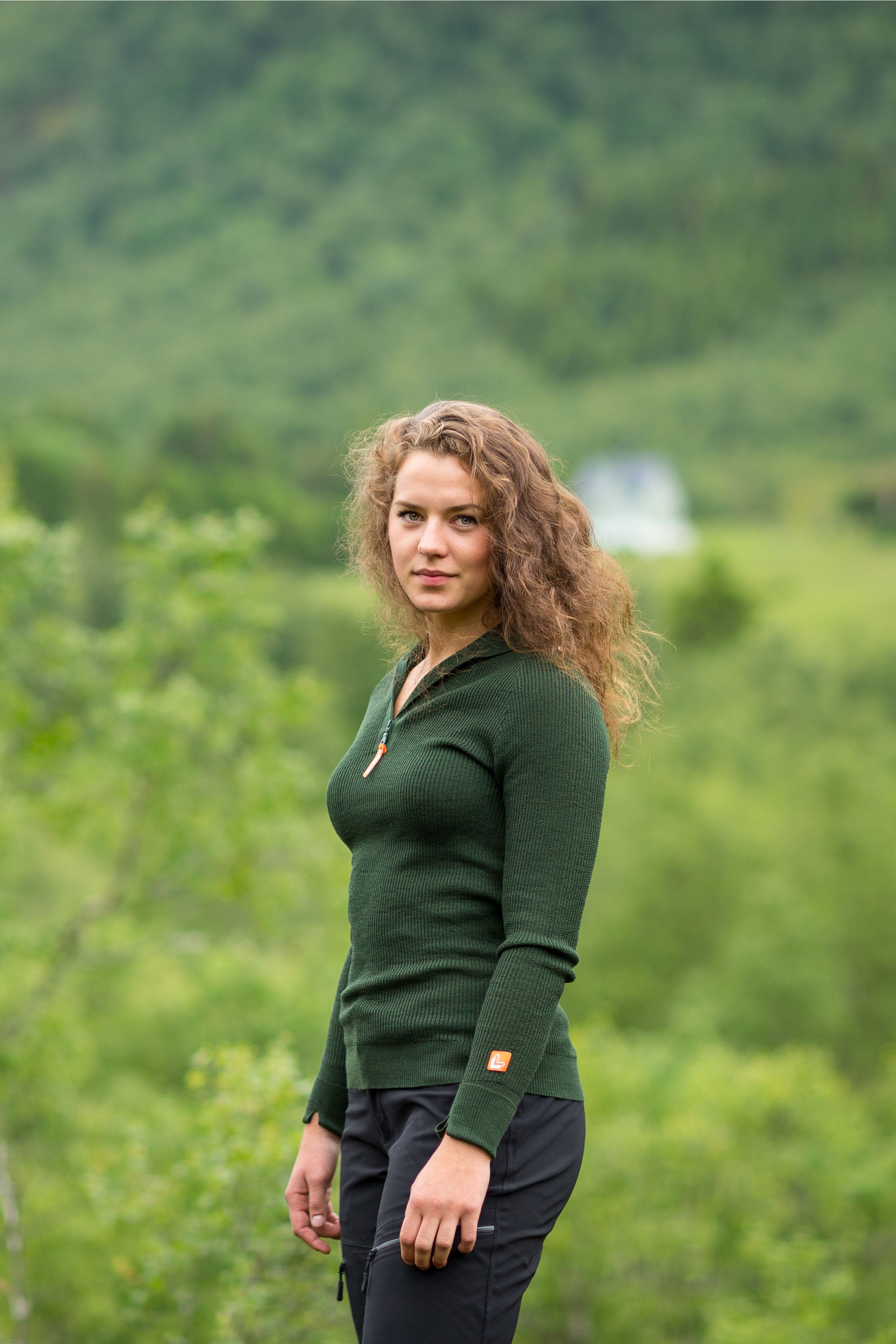 Anti-Tex 2.0 wollen trui met halve rits, olijfgroen